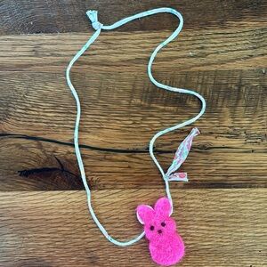 Peeps Pink Easter Bunny Beaded Handmade Necklace